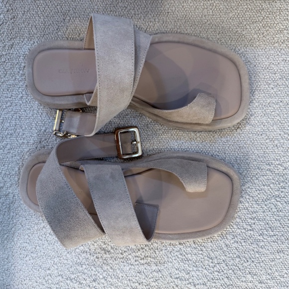 Gia Borghini x RHW Buckle Sandals - Taupe Suede, Size 8 (EU 38) - Picture 2 of 6